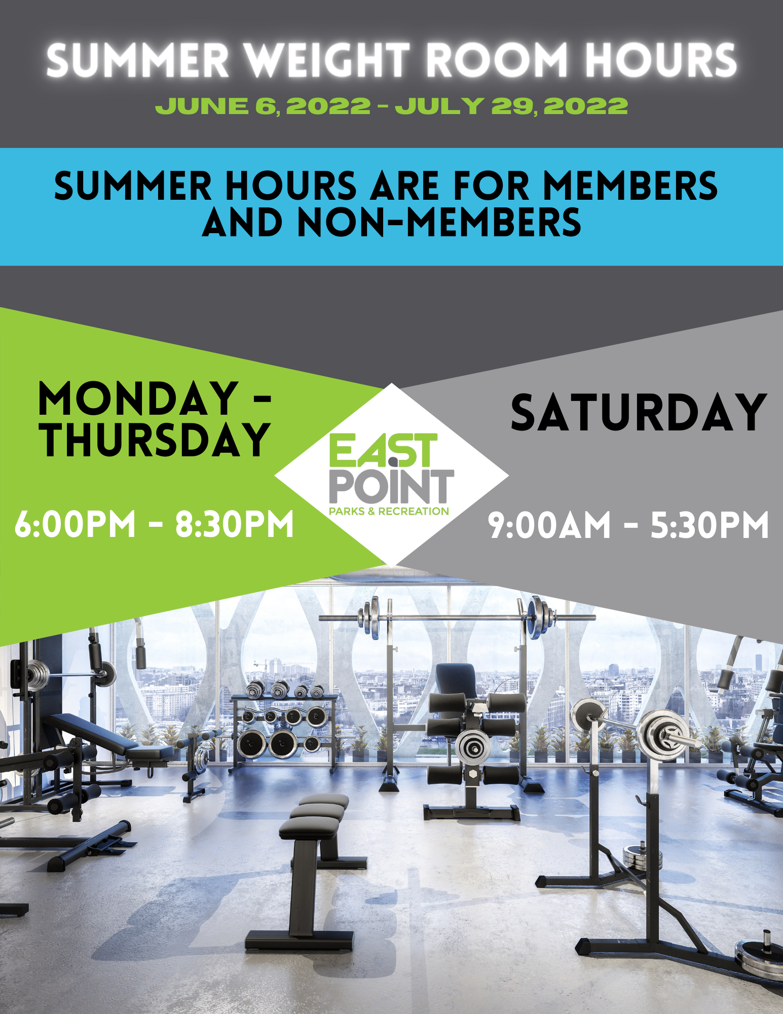 Parks & Recreation Summer Weight Room Hours