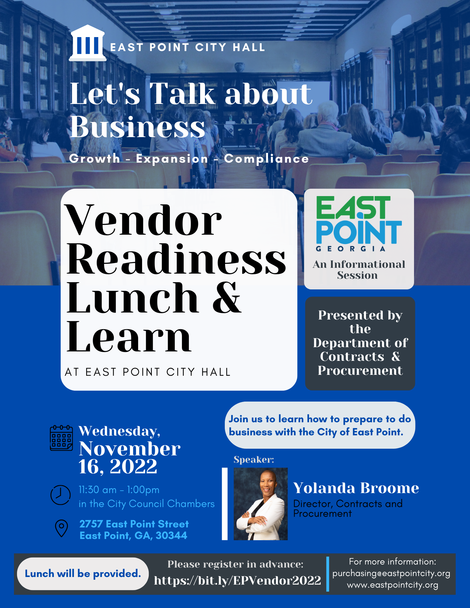 Vendor Readiness Lunch & Learn for November 16th