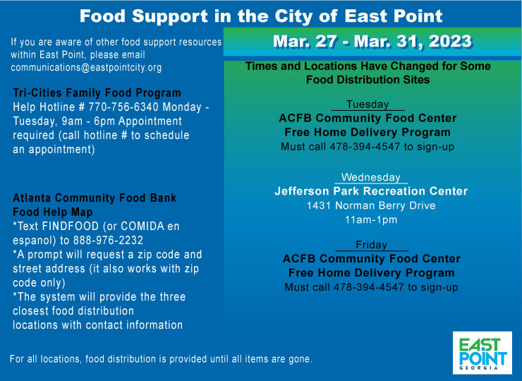 Food Support – Free Home Delivery Program (Must call to sign-up!)
