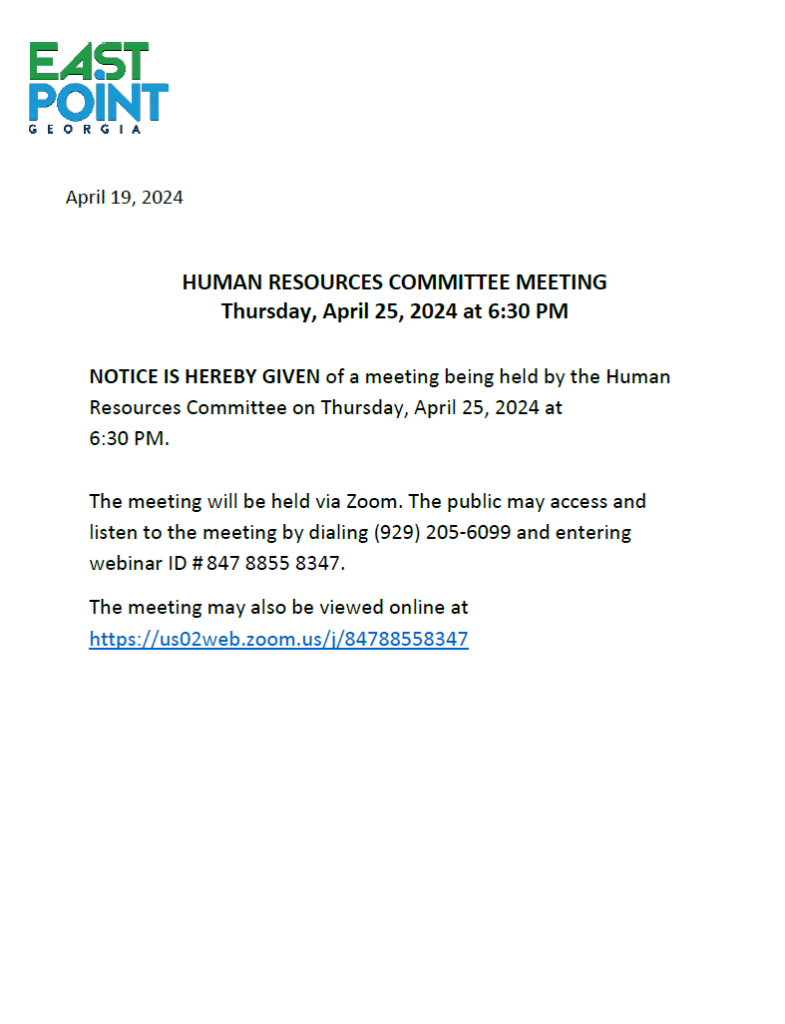 Human Resources Committee Meeting (via ZOOM)